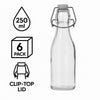 REGENT GLASS BOTTLES WITH WHITE CLIP TOP LIDS 6PK, 250ML