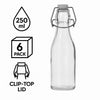 REGENT GLASS BOTTLES WITH WHITE CLIP TOP LIDS 6 PACK, 250ML