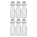 REGENT GLASS BOTTLES WITH WHITE CLIP TOP LIDS 6 PACK, 250ML (58MM DIAX195MM)