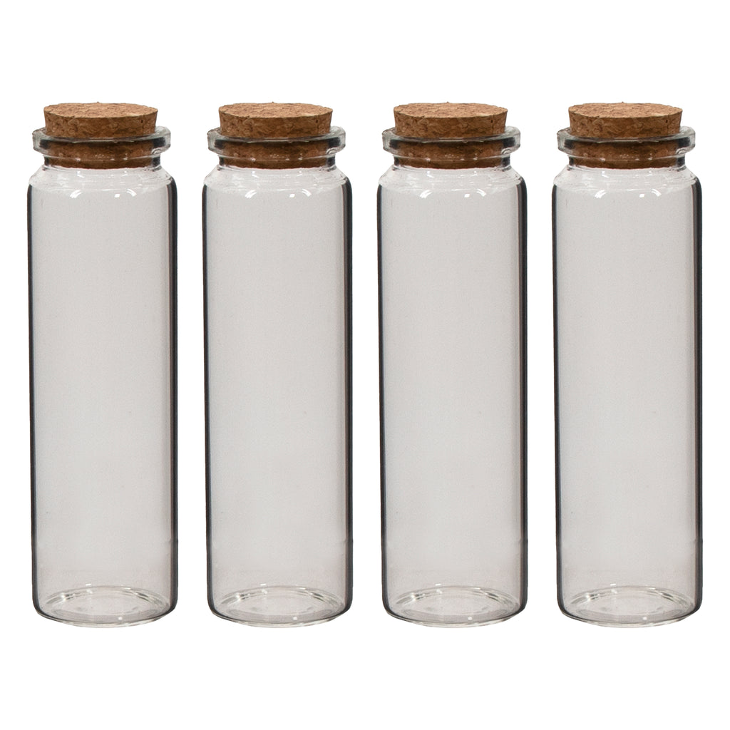 REGENT GLASS BOTTLES WITH CORK LIDS 4PK, 100ML