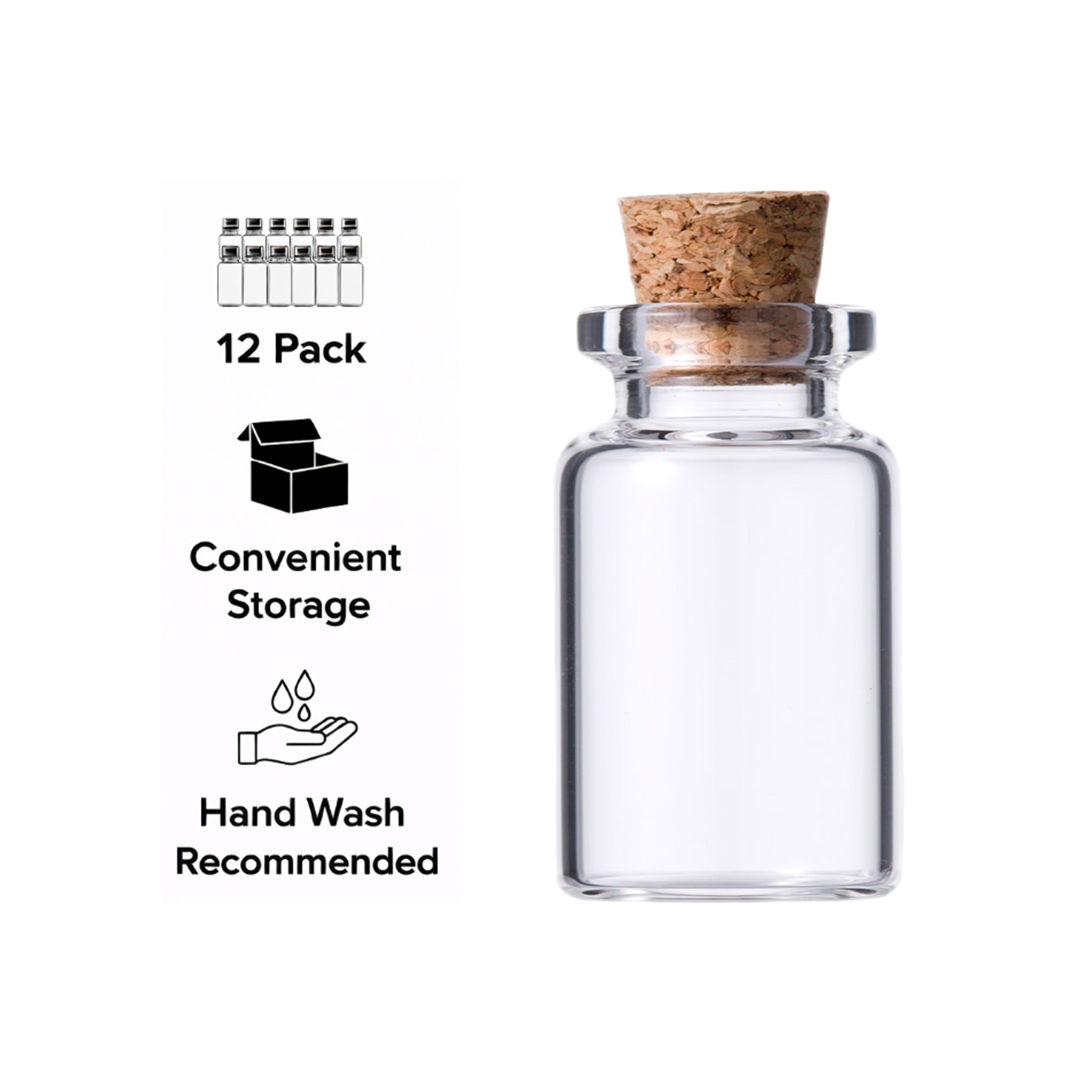 REGENT GLASS BOTTLES WITH CORK LIDS 12PK, 15ML
