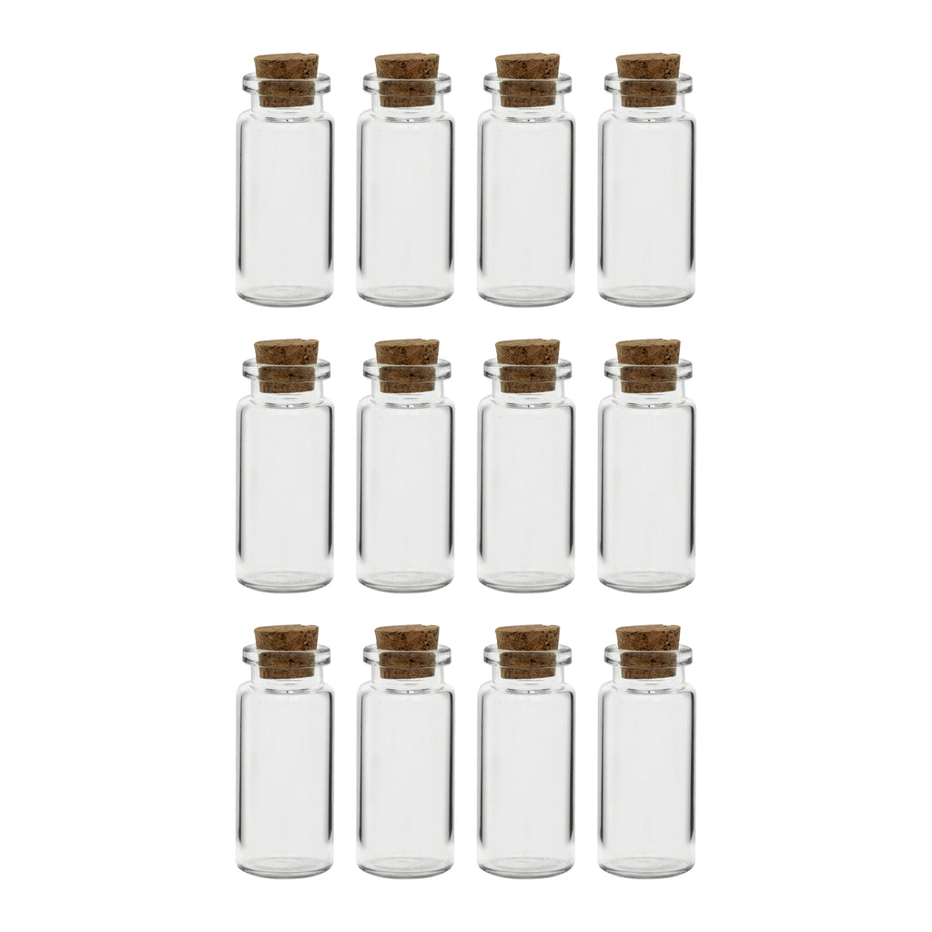 REGENT GLASS BOTTLES WITH CORK LIDS 12PK, 15ML