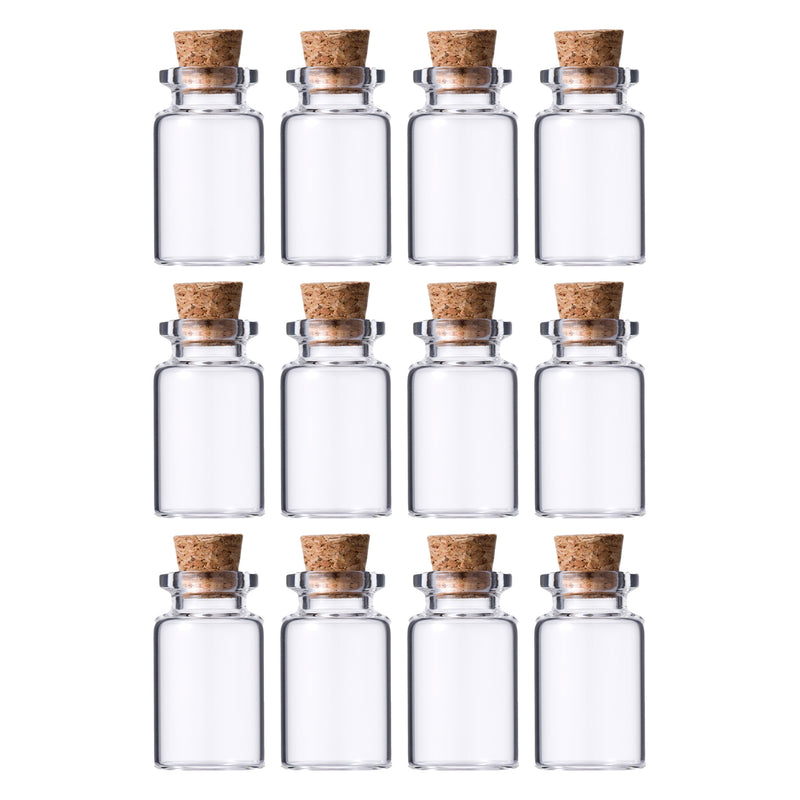 REGENT GLASS BOTTLES WITH CORK LIDS 12PCS, 15ML (22MM DIAX53MM)