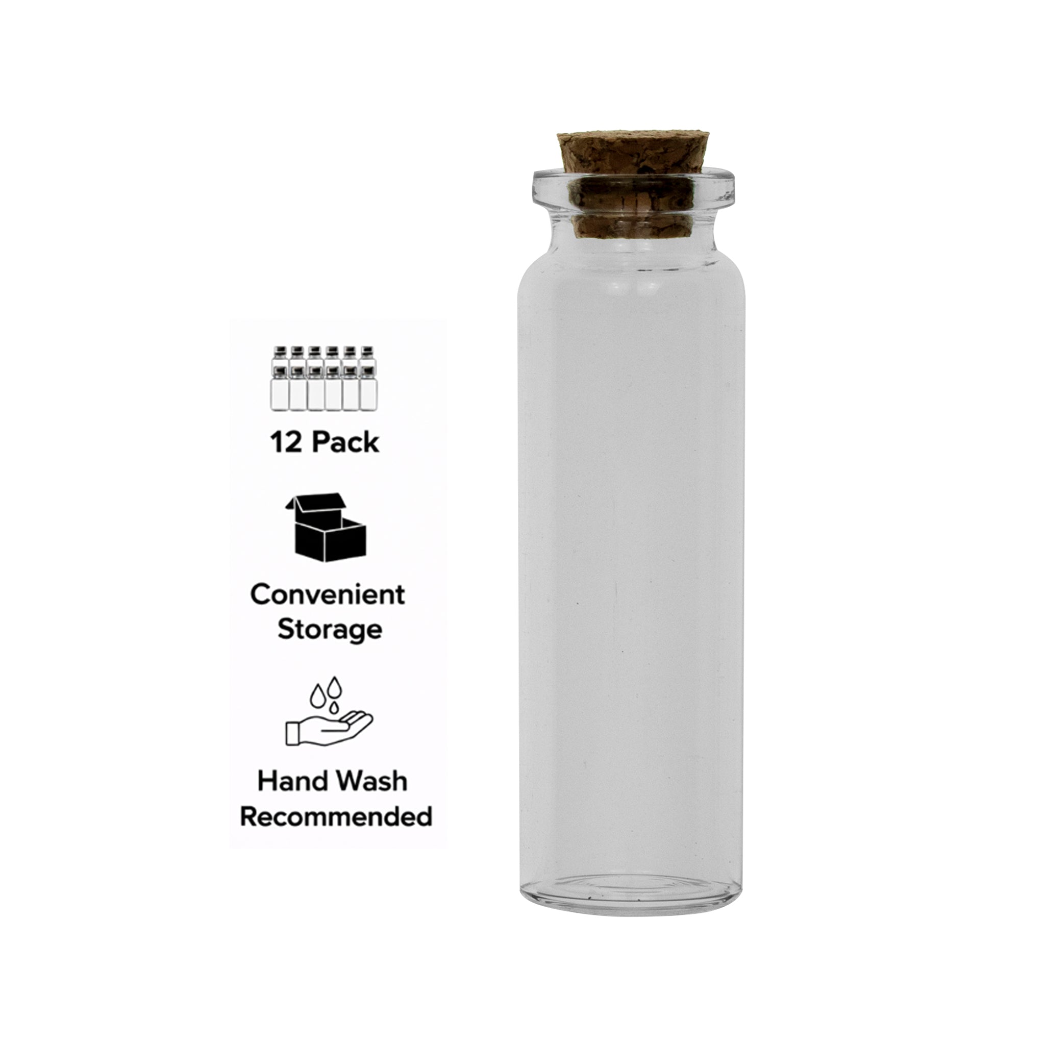REGENT GLASS BOTTLES WITH CORK LIDS 12PK, 18ML