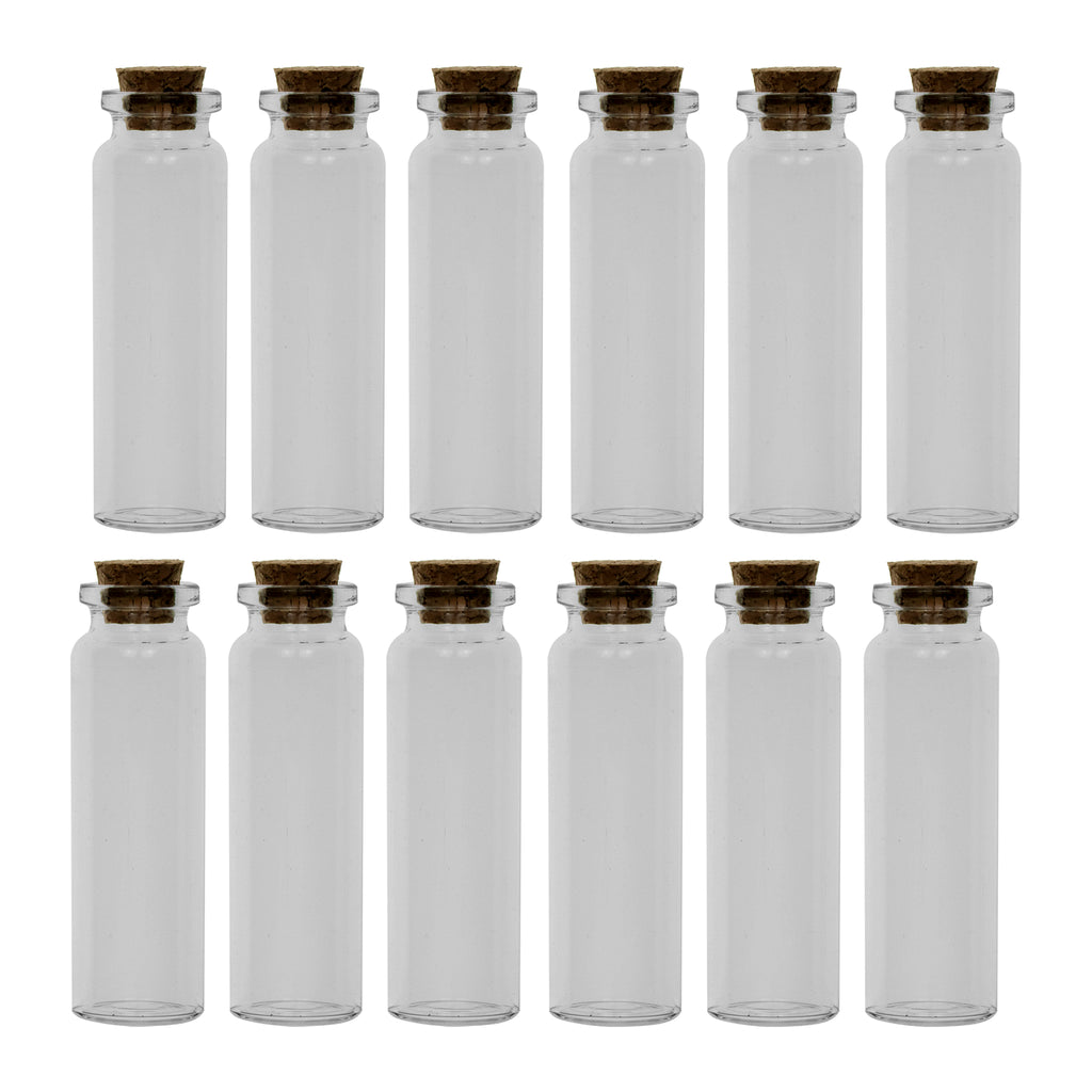 REGENT GLASS BOTTLES WITH CORK LIDS 12PK, 18ML