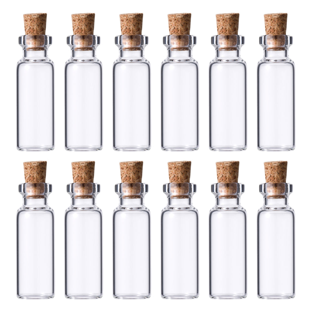 REGENT GLASS BOTTLES WITH CORK LIDS 12PCS, 18ML (22MM DIAX72MM)