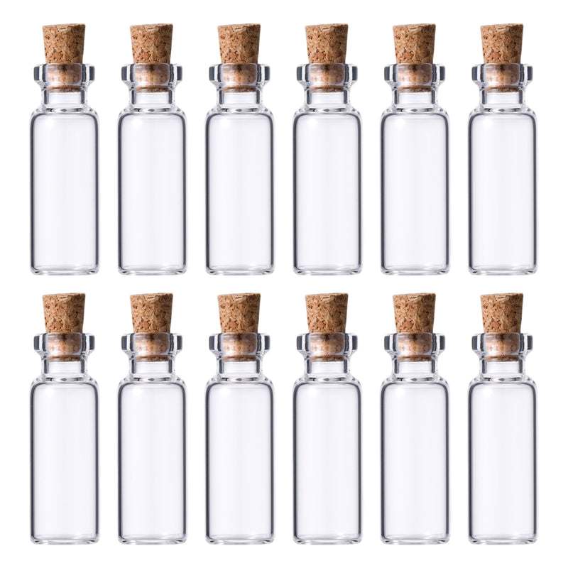 REGENT GLASS BOTTLES WITH CORK LIDS 12PCS, 18ML (22MM DIAX72MM)