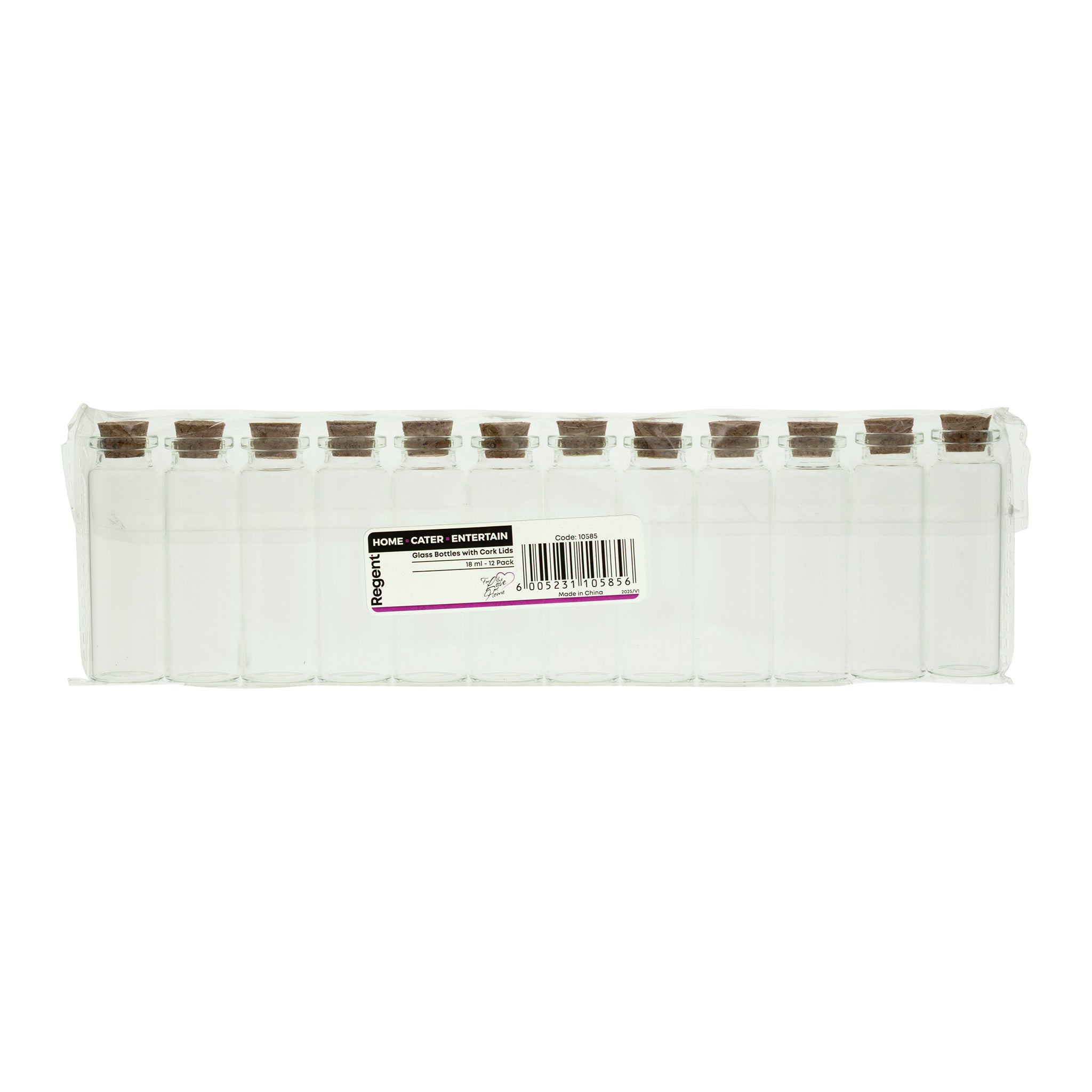 REGENT GLASS BOTTLES WITH CORK LIDS 12PK, 18ML