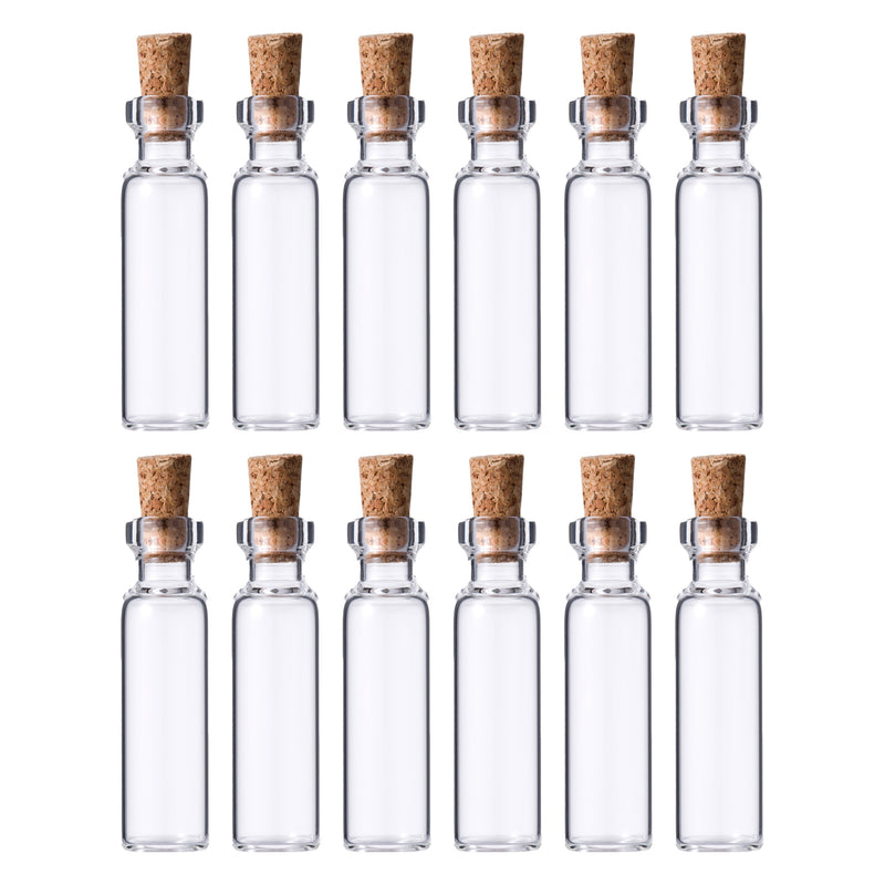REGENT GLASS BOTTLES WITH CORK LIDS 12PCS, 20ML (22MM DIAX80MM)