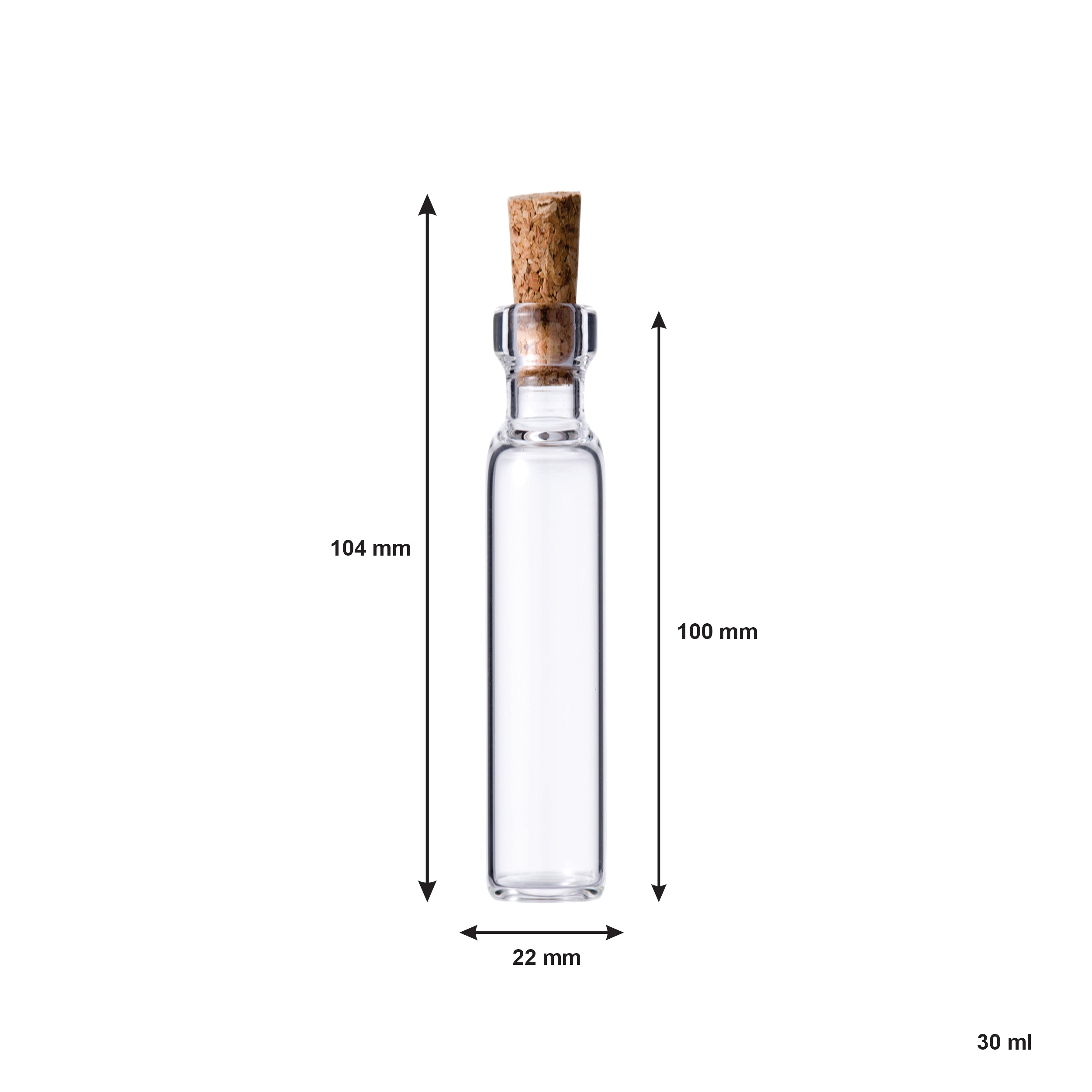 REGENT GLASS BOTTLES WITH CORK LIDS 12PK, 30ML