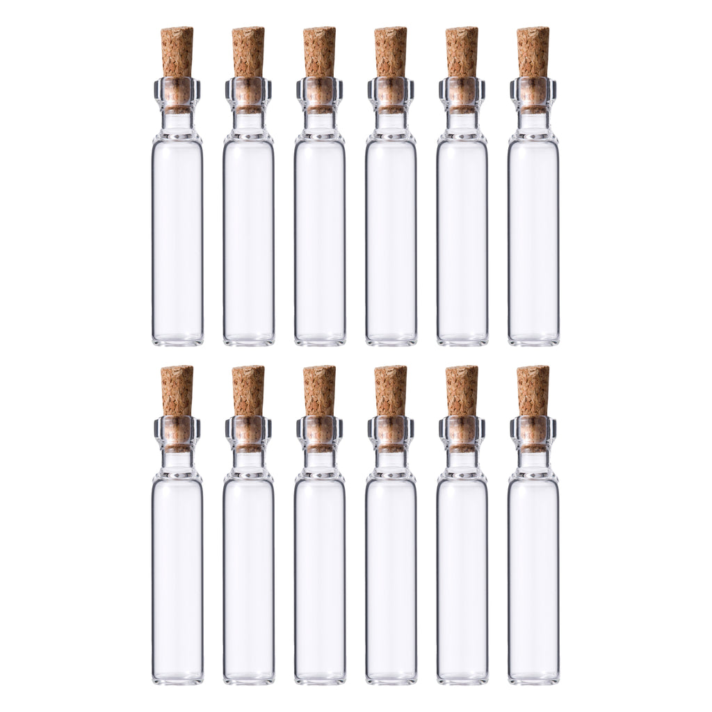 REGENT GLASS BOTTLES WITH CORK LIDS 12PCS, 30ML (22MM DIAX104MM)