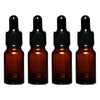REGENT AMBER GLASS BOTTLES WITH BLACK PLASTIC DROPPER LIDS 4PK, 10ML
