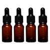 REGENT AMBER GLASS BOTTLE WITH BLACK PLASTIC DROPPER LID 4 PIECE, 10ML (25MM DIAX82MM)