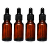 REGENT AMBER GLASS BOTTLE WITH BLACK PLASTIC DROPPER LID 4 PIECE, 20ML