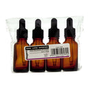 REGENT AMBER GLASS BOTTLE WITH BLACK PLASTIC DROPPER LID 4PK, 20ML