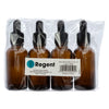 REGENT AMBER GLASS BOTTLE WITH BLACK PLASTIC DROPPER LID 4 PIECE, 30ML