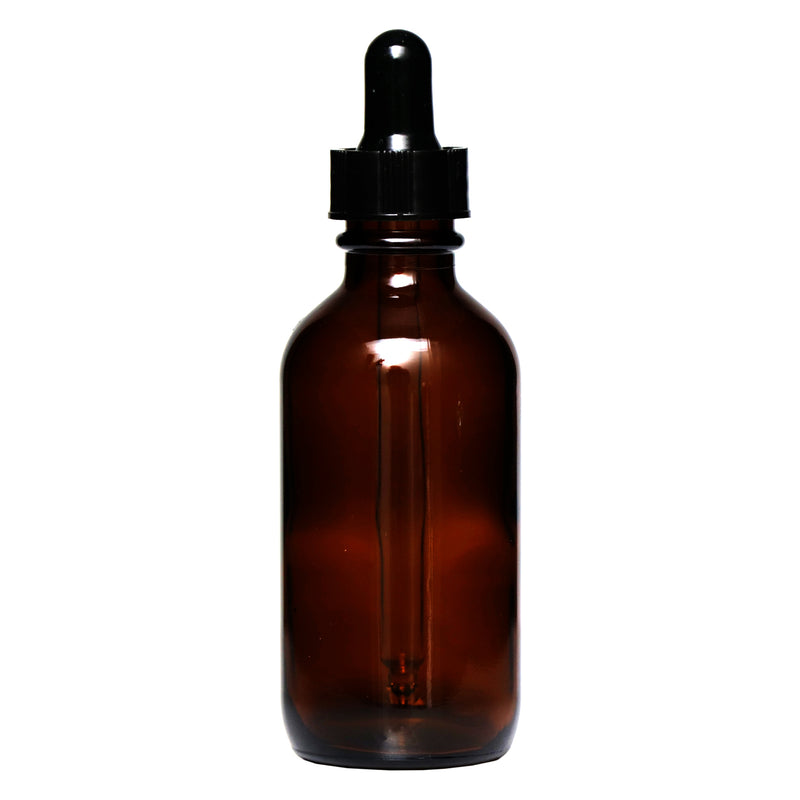 REGENT AMBER GLASS BOTTLE WITH BLACK PLASTIC DROPPER LID 4 PIECE, 60ML (37MM DIAX115MM)