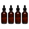 REGENT AMBER GLASS BOTTLE WITH BLACK PLASTIC DROPPER LID 4 PIECE, 60ML (37MM DIAX115MM)