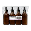 REGENT AMBER GLASS BOTTLES WITH BLACK PLASTIC DROPPER LIDS 4PK, 60ML