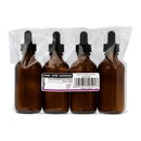 REGENT AMBER GLASS BOTTLE WITH BLACK PLASTIC DROPPER LID 4PK, 60ML