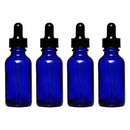 REGENT BLUE GLASS BOTTLE WITH DROPPER LID 4 PIECE, 30ML