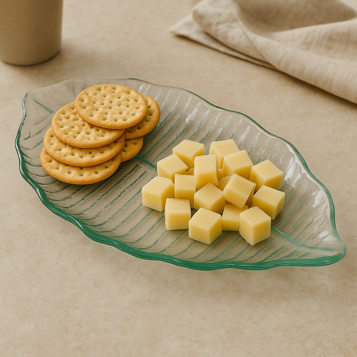 REGENT LEAF PLATTER BUBBLE GLASS - MEDIUM