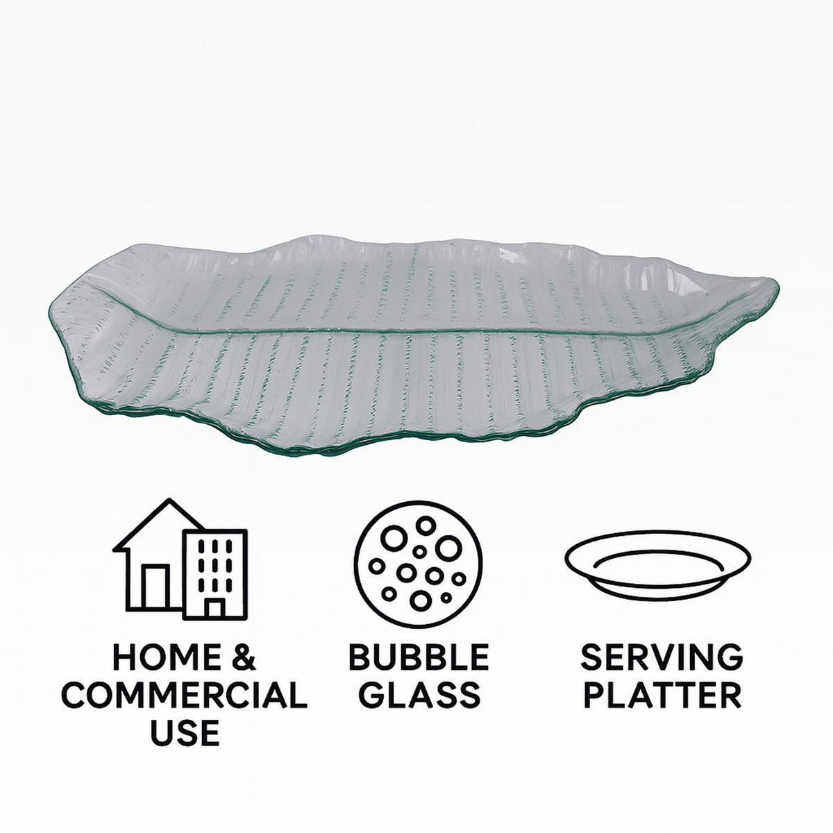 REGENT LEAF PLATTER BUBBLE GLASS - LARGE