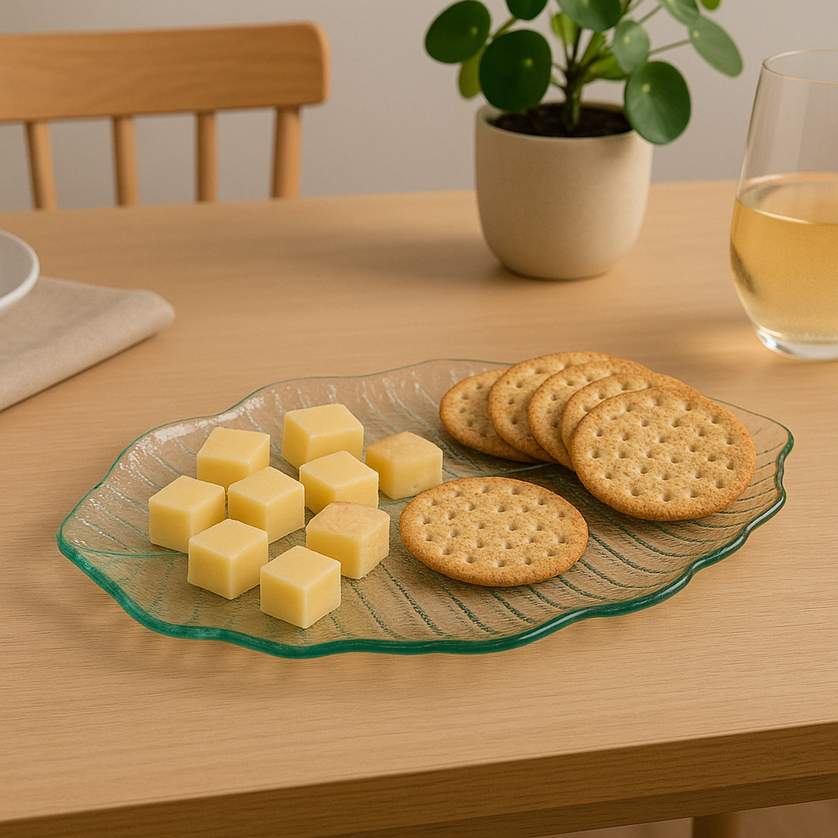 REGENT LEAF PLATTER BUBBLE GLASS - LARGE
