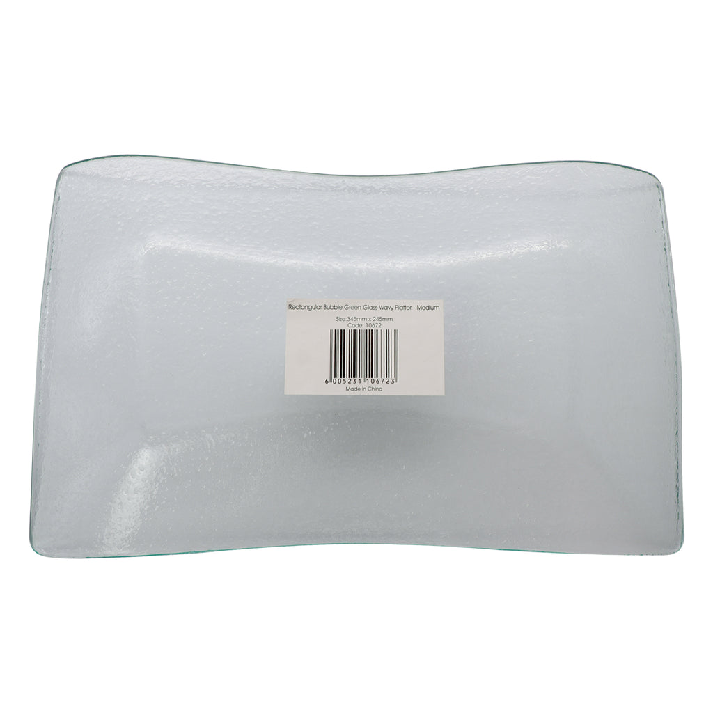 REGENT WAVY RECTANGULAR PLATTER BUBBLE GLASS - MEDIUM – HCS Home and ...