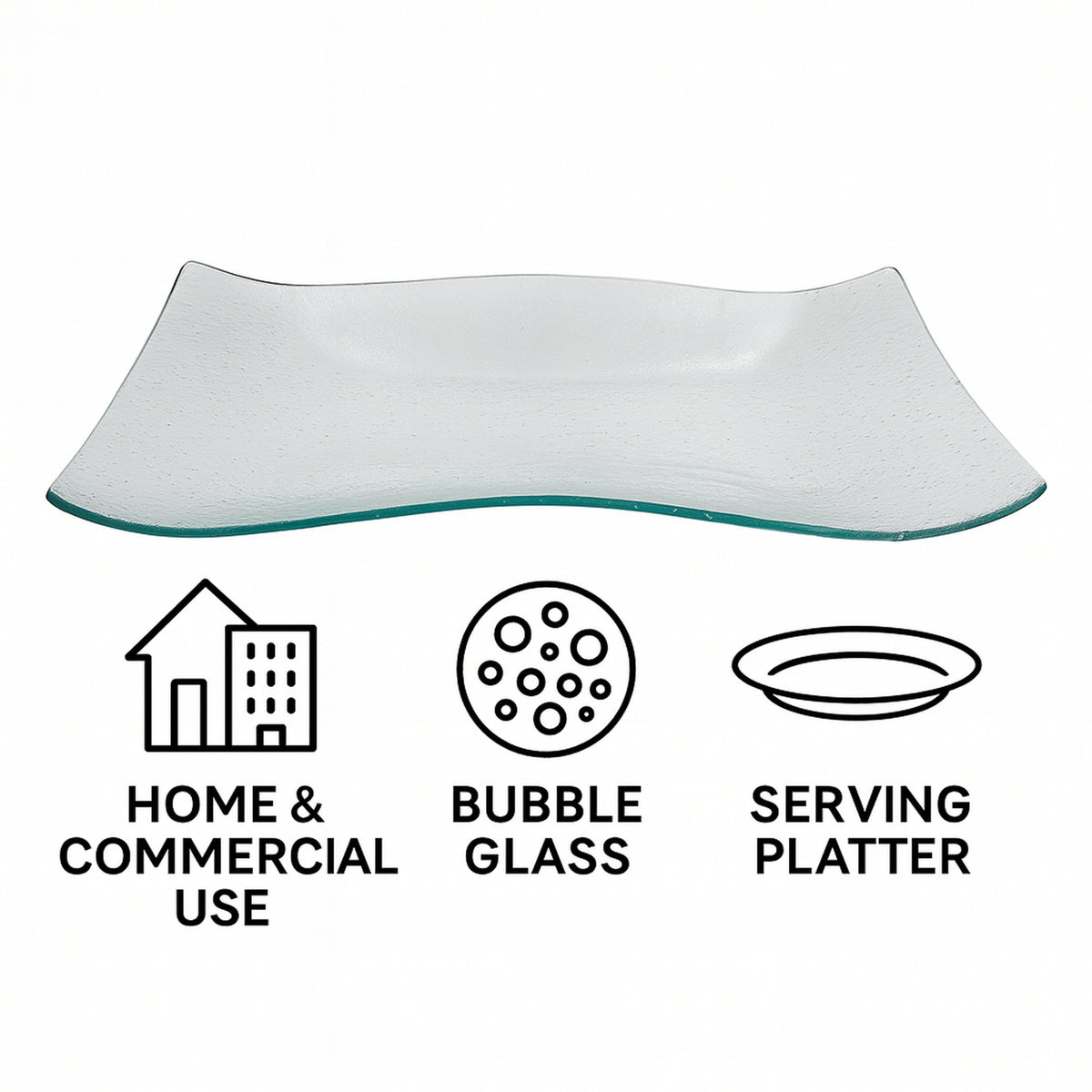 REGENT WAVY RECTANGULAR PLATTER BUBBLE GLASS - LARGE