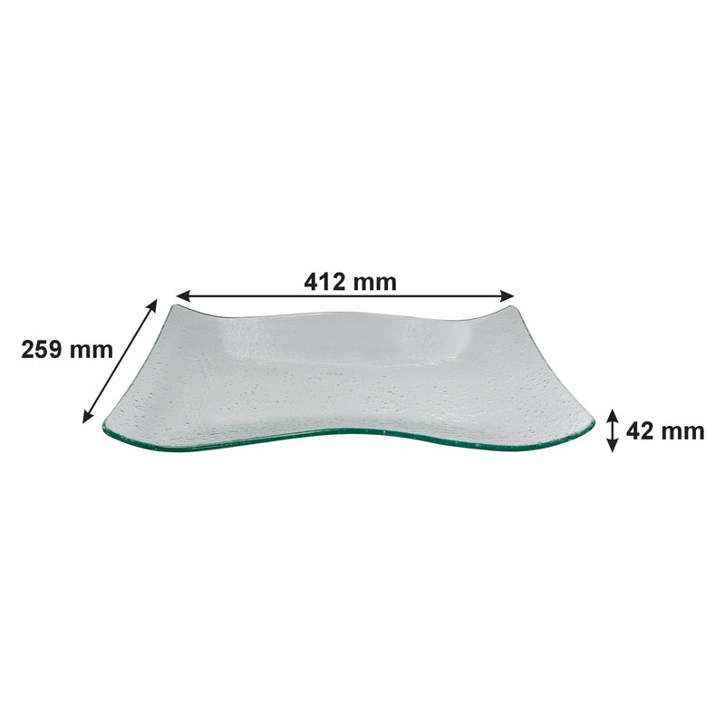 REGENT WAVY RECTANGULAR PLATTER BUBBLE GLASS - LARGE, (410X260MM)