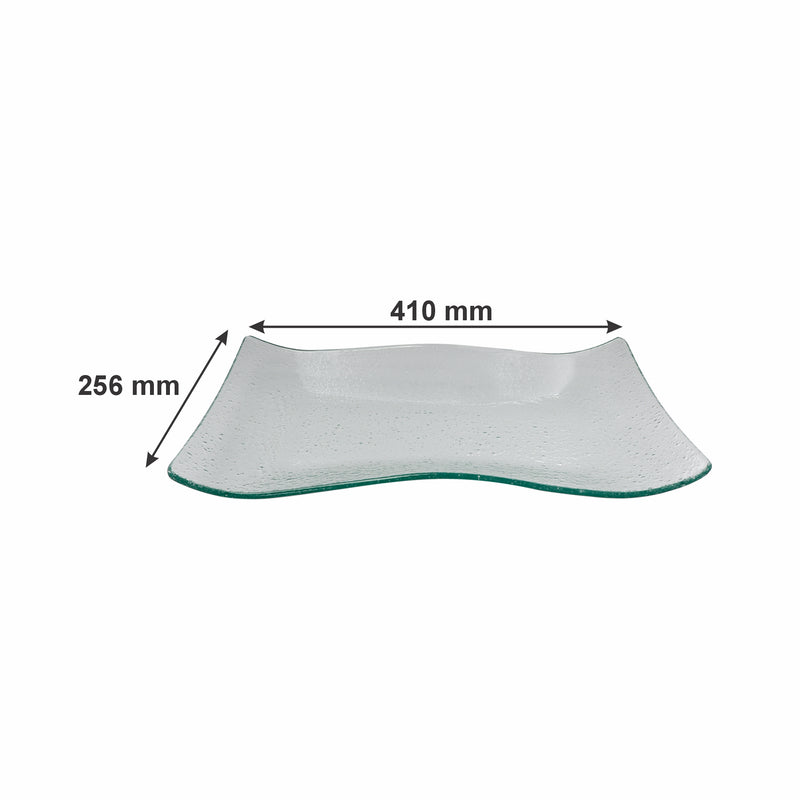 REGENT WAVY RECTANGULAR PLATTER BUBBLE GLASS - LARGE