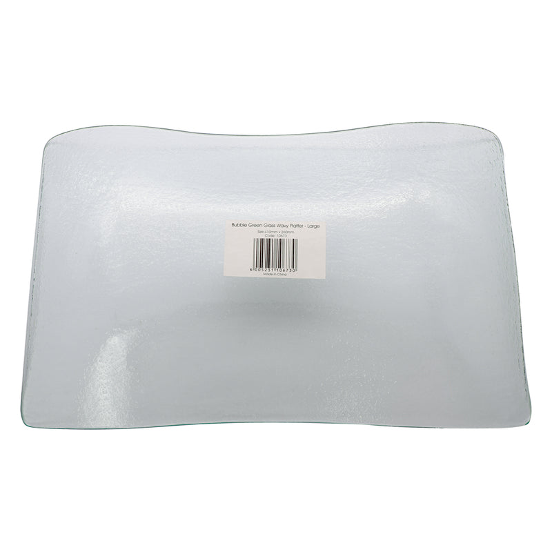 REGENT WAVY RECTANGULAR PLATTER BUBBLE GLASS - LARGE, (410X260MM)