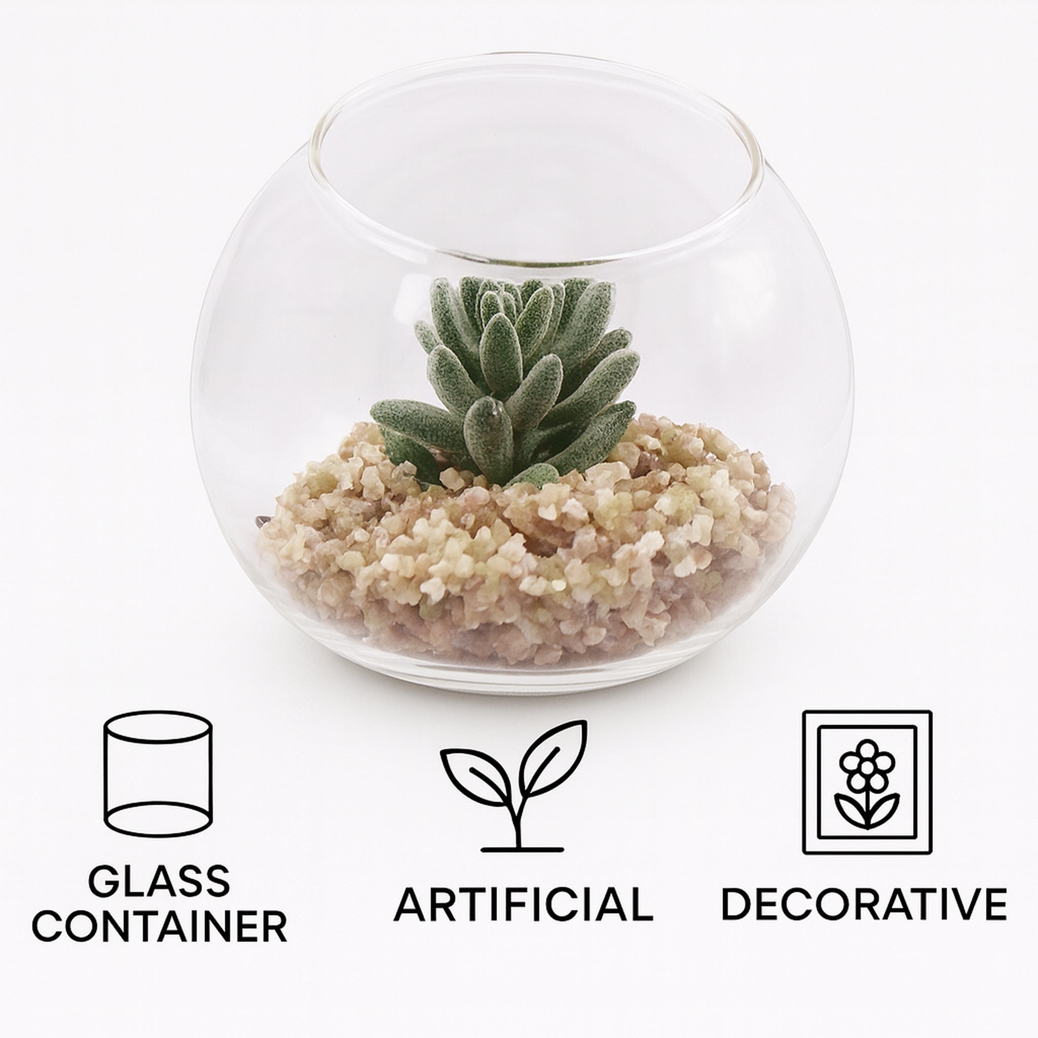 REGENT ARTIFICIAL SUCCULENT IN A CLEAR GLASS SPHERE - SMALL