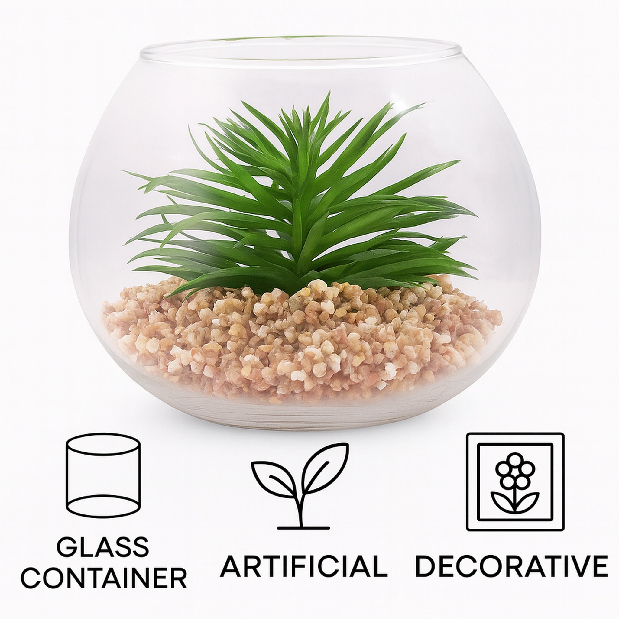 REGENT ARTIFICIAL SUCCULENT IN A CLEAR GLASS BOWL- LARGE