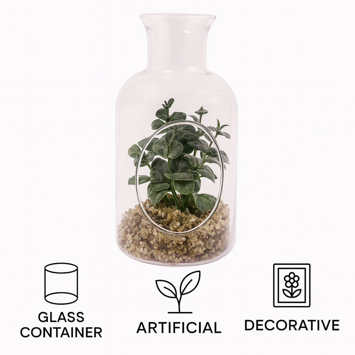 REGENT ARTIFICIAL SUCCULENT IN A CLEAR GLASS BOTTLE