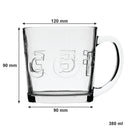 REGENT `COFFEE`EMBOSSED GLASS COFFEE MUGS, (380ML) BULK