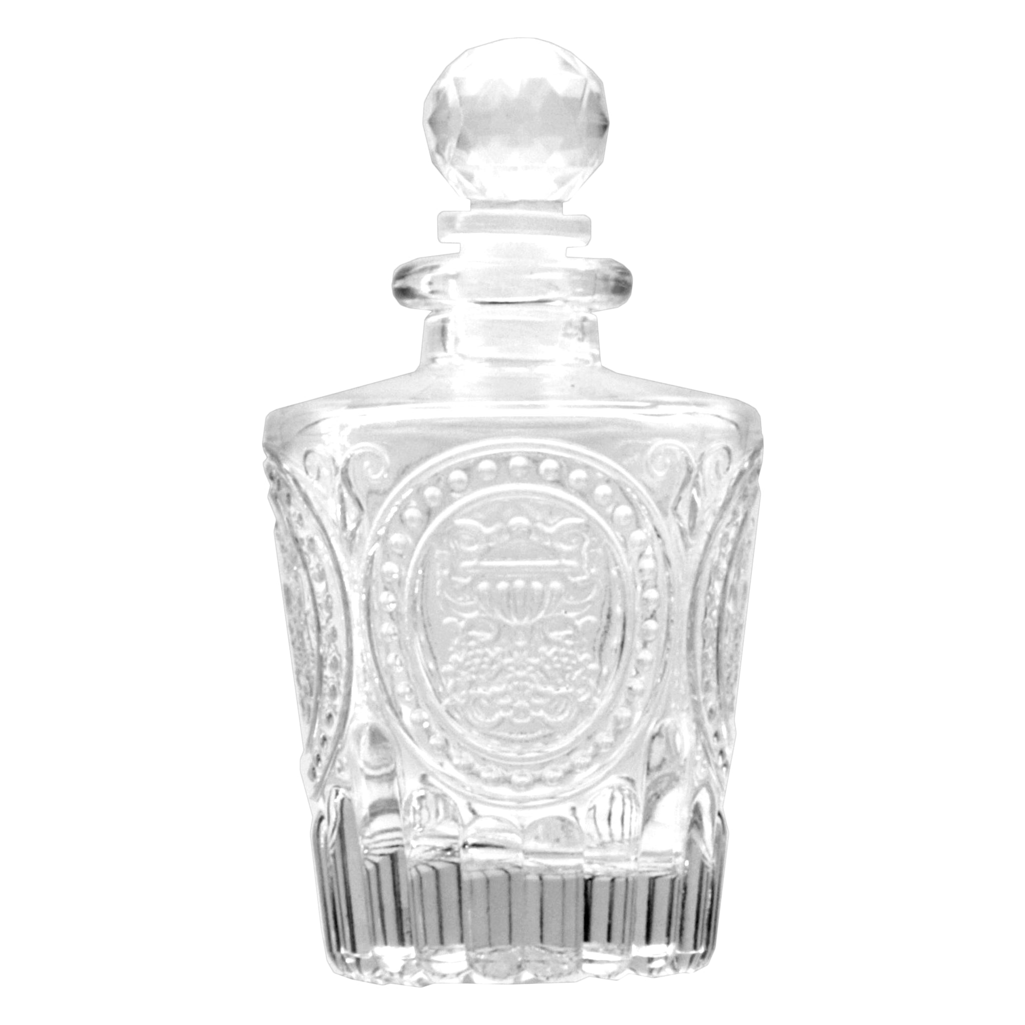 REGENT GLASS PERFUME BOTTLE TAPERED EMBOSSED WITH BALL STOPPER, 140ML