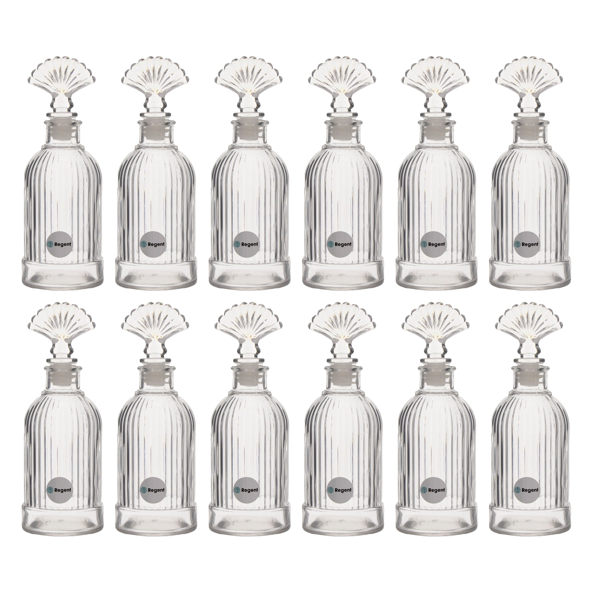 REGENT GLASS PERFUME RIBBED BOTTLE WITH SHELL STOPPER, 200ML
