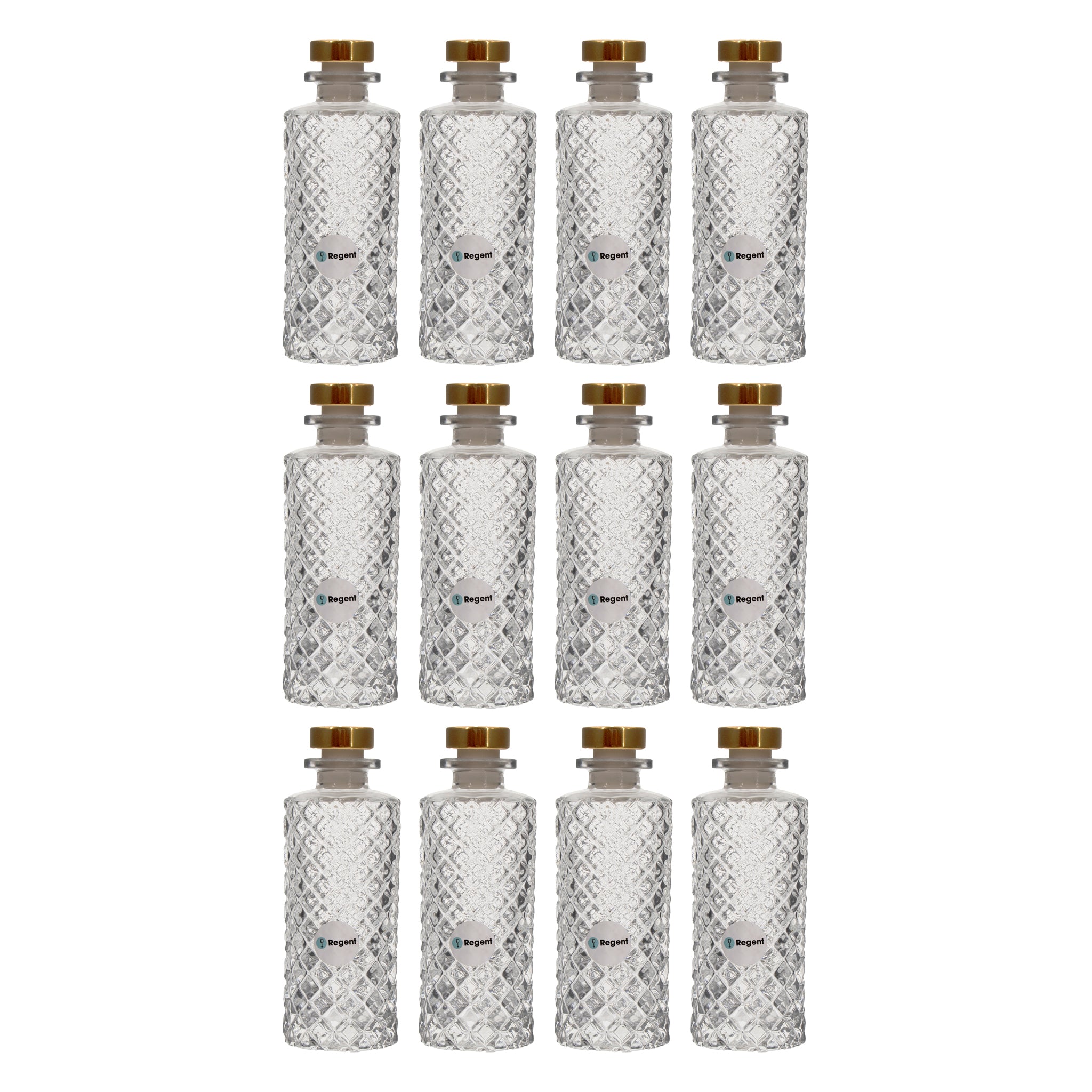 REGENT GLASS PERFUME BOTTLE LATTICE PATTERN WITH ROSE GOLD PLASTIC STOPPER, 150ML