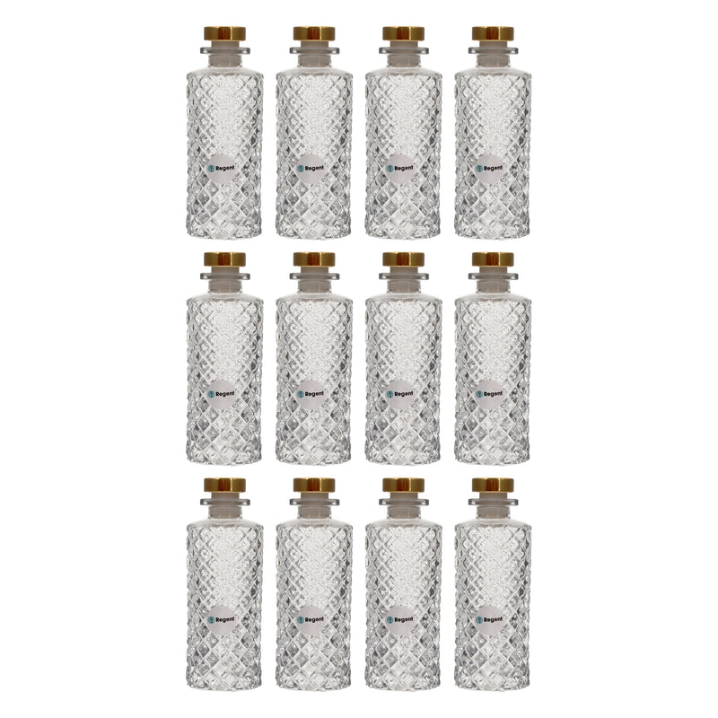 REGENT GLASS LATTICE PATTERN PERFUME BOTTLE WITH ROSE GOLD PLASTIC STOPPER, 150ML (52MM DIAX145MM)