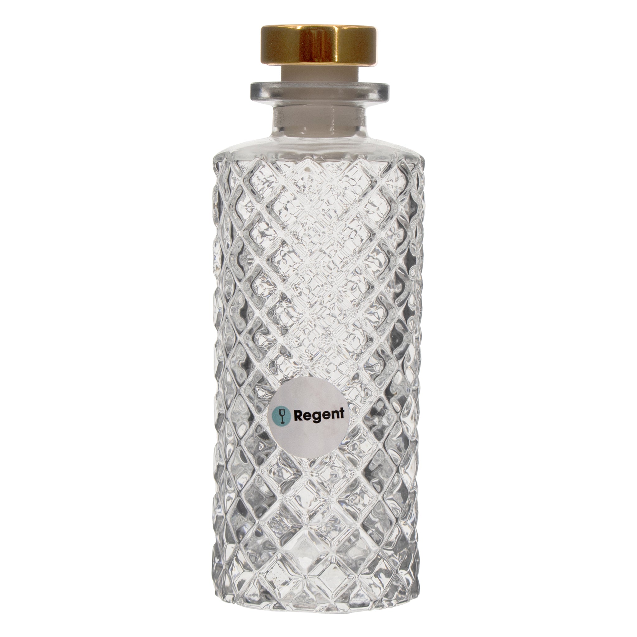 REGENT GLASS PERFUME BOTTLE LATTICE PATTERN WITH ROSE GOLD PLASTIC STOPPER, 150ML