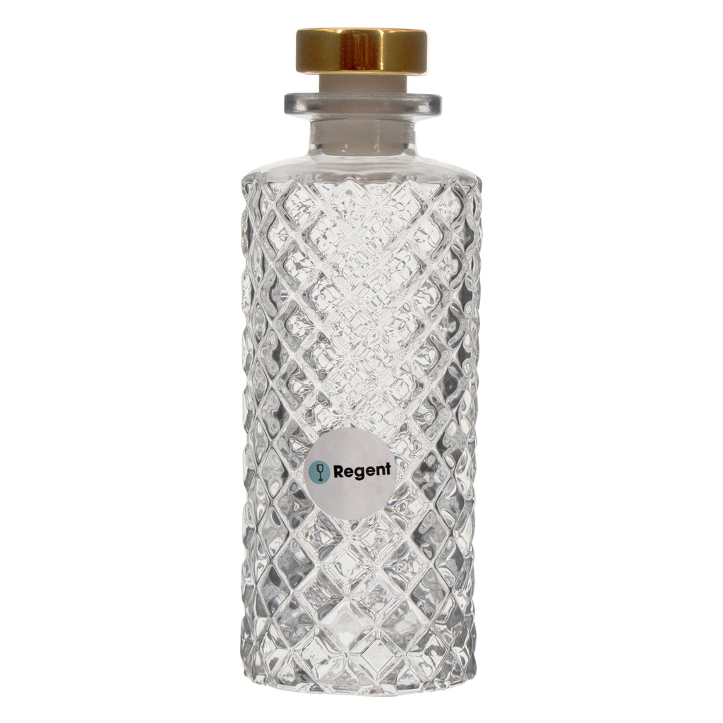 REGENT GLASS LATTICE PATTERN PERFUME BOTTLE WITH ROSE GOLD PLASTIC STOPPER, 150ML (52MM DIAX145MM)