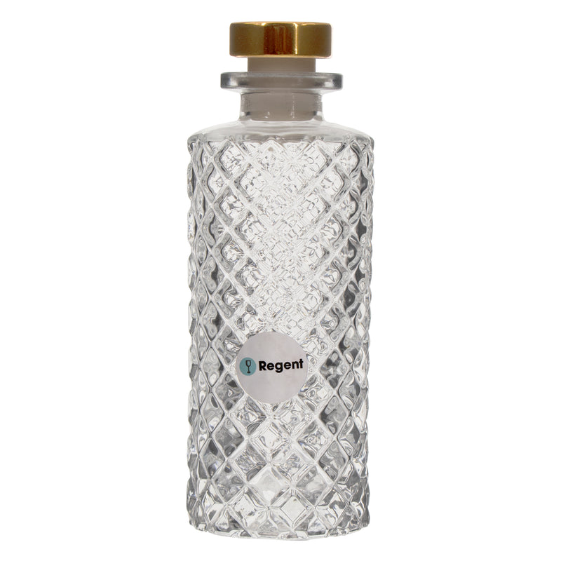 REGENT GLASS LATTICE PATTERN PERFUME BOTTLE WITH ROSE GOLD PLASTIC STOPPER, 150ML (52MM DIAX145MM)