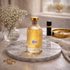 REGENT GLASS RIBBED PERFUME BOTTLE WITH ROSE GOLD PLASTIC STOPPER, 200ML