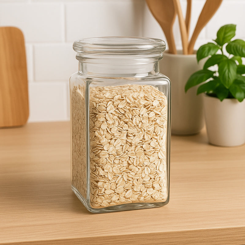 REGENT GLASS SLIM SQUARE JAR WITH GLASS LID, 1.6L