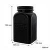 REGENT BLACK RIBBED SQUARE GLASS CANISTERS (TEA|COFFEE|SUGAR) 3PCS SET, 1.2L