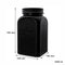 REGENT BLACK RIBBED SQUARE GLASS CANISTERS (TEA|COFFEE|SUGAR) 3 PCE SET, 1.2LT