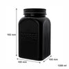 REGENT BLACK RIBBED SQUARE GLASS CANISTERS (TEA|COFFEE|SUGAR) 3 PCE SET, 1.2LT