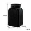 REGENT BLACK RIBBED SQUARE GLASS CANISTERS (TEA|COFFEE|SUGAR) 3PCS SET, 1.2L